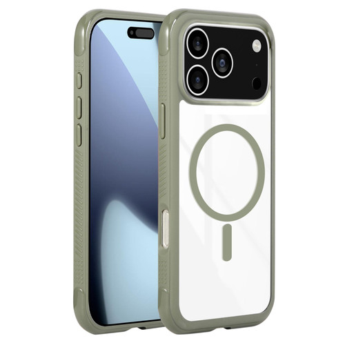 iPhone 17 Pro Max Solid Color Edge Transparency MagSafe Magnetic Phone Case - Army Green