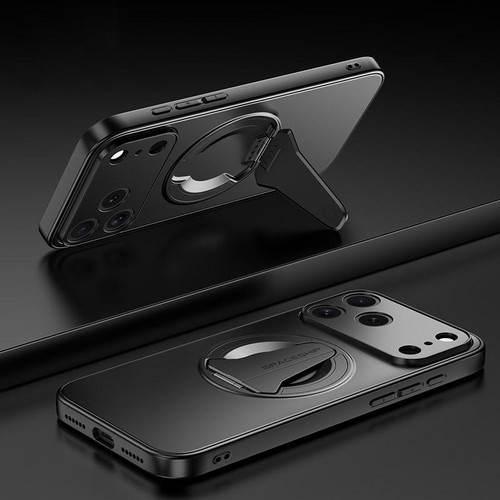 iPhone 17 Pro Max Spaceship MagSafe Folding Holder Phone Case - Black