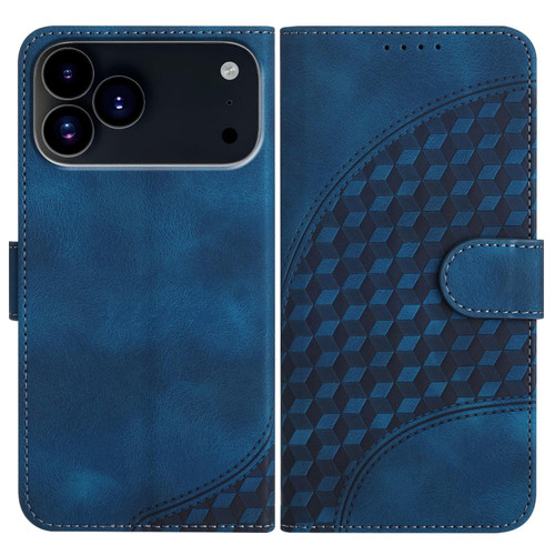 iPhone 17 Pro Max YX0060 Elephant Head Embossed Phone Leather Case with Lanyard - Royal Blue