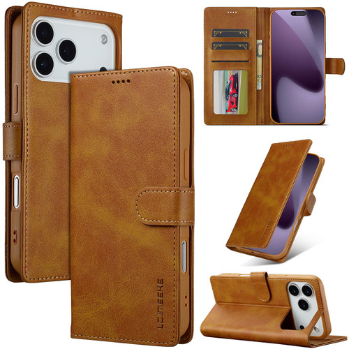 LC.IMEEKE Calf Texture Horizontal Flip Leather Case iPhone 17 Pro Max - Yellow