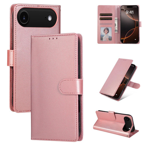 iPhone 17 Air 3-Card Slots Multifunctional Leather Phone Case - Rose Gold