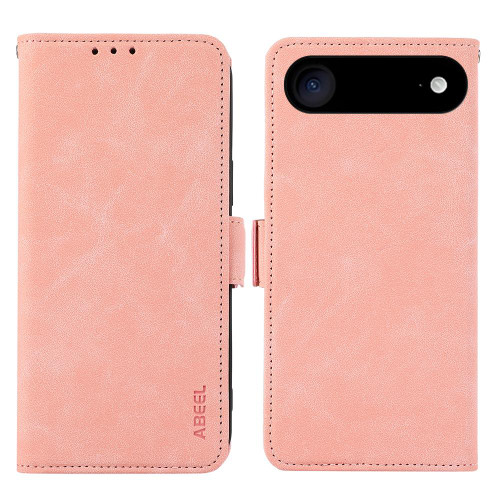 iPhone 17 Air ABEEL Frosted Magnetic RFID Leather Phone Case - Pink