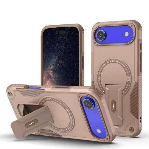 iPhone 17 Air Armor Magsafe Holder PC Hybrid TPU Phone Case - Desert Gold