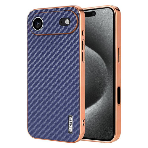 iPhone 17 Air AZNS Electroplated Edge Carbon Fiber Texture Phone Case - Blue