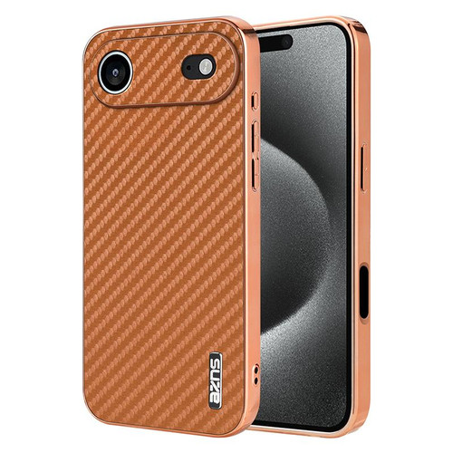 iPhone 17 Air AZNS Electroplated Edge Carbon Fiber Texture Phone Case - Brown