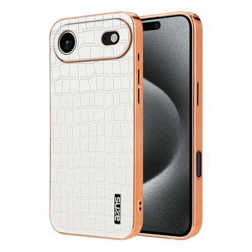 iPhone 17 Air AZNS Electroplated Frame Crocodile Texture Full Coverage Phone Case - White