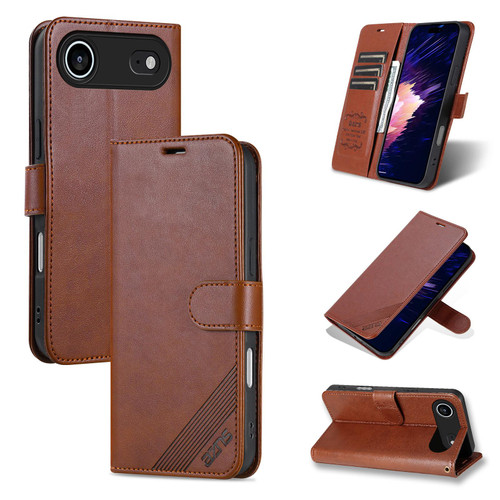 iPhone 17 Air AZNS Sheepskin Texture Flip Leather Phone Case - Brown