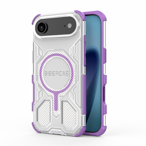 iPhone 17 Air BIBERCAS Transparent Color Series MagSafe Air Bag Shockproof Phone Case - Purple