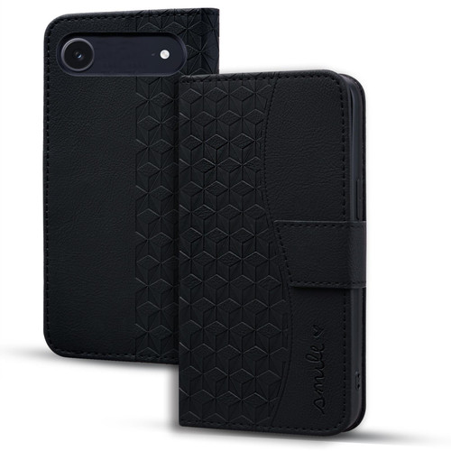iPhone 17 Air Business Diamond Buckle Leather Phone Case with Lanyard - Black