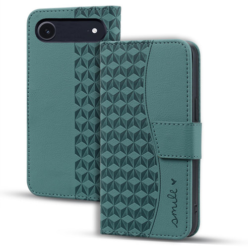 iPhone 17 Air Business Diamond Buckle Leather Phone Case with Lanyard - Green