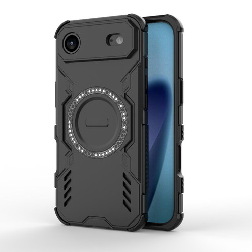 iPhone 17 Air Butterfly Armor MagSafe Magnetic Ring Shockproof Phone Case - Black
