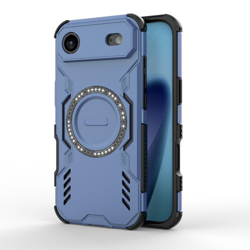 iPhone 17 Air Butterfly Armor MagSafe Magnetic Ring Shockproof Phone Case - Blue
