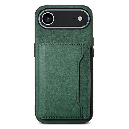 iPhone 17 Air Calf Texture Card Bag Design Full Coverage Phone Case - Green