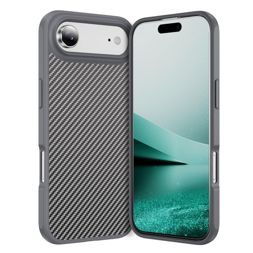 iPhone 17 Air Carbon Fiber Texture Skin-feel Acrylic TPU Phone Case - Grey