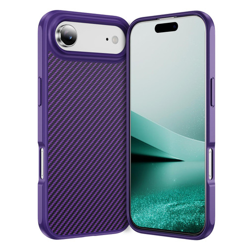 iPhone 17 Air Carbon Fiber Texture Skin-feel Acrylic TPU Phone Case - Purple