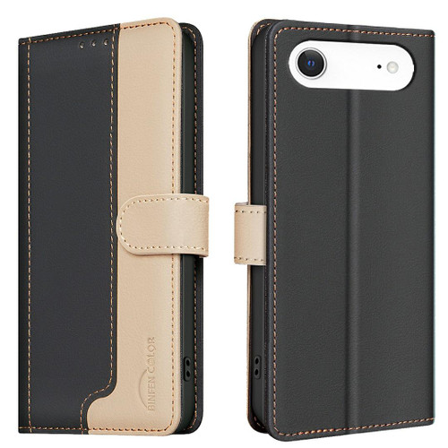 iPhone 17 Air Color Matching RFID Anti-theft Leather Phone Case - Black