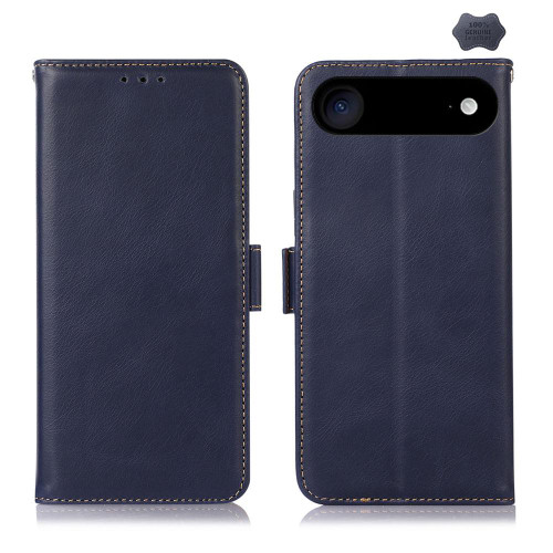 iPhone 17 Air Crazy Horse Top Layer Cowhide Leather Phone Case - Blue