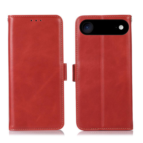 iPhone 17 Air Crazy Horse Top Layer Cowhide Leather Phone Case - Red