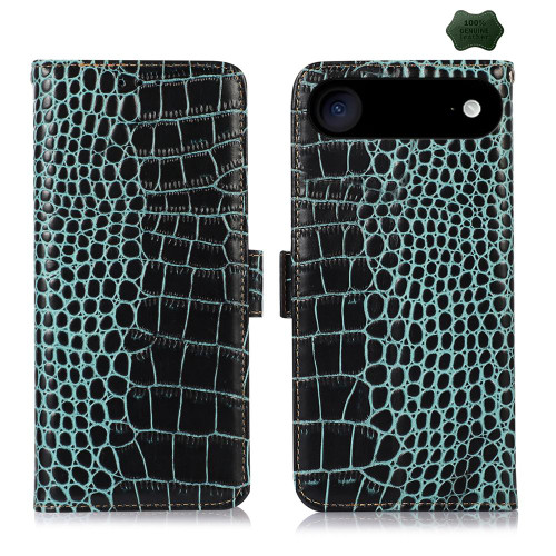 iPhone 17 Air Crocodile Top Layer Cowhide Leather Phone Case - Green
