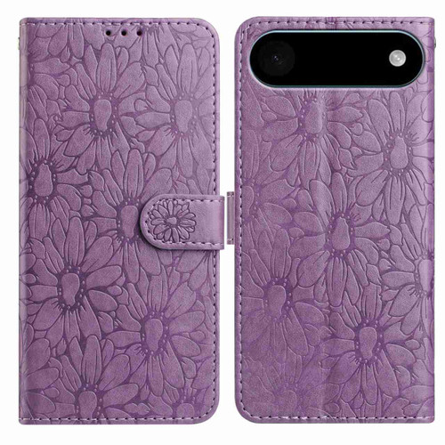 iPhone 17 Air Daisy Embossed Leather Phone Case - Light Purple