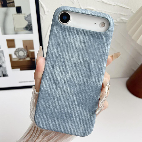 iPhone 17 Air Denim MagSafe Magnetic PC + PU Phone Case - Light Blue
