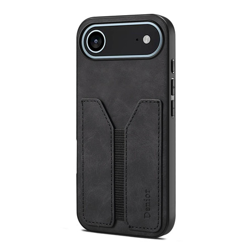 iPhone 17 Air Denior D07 DV Elastic Card Slot PU Back Cover Phone Case - Black