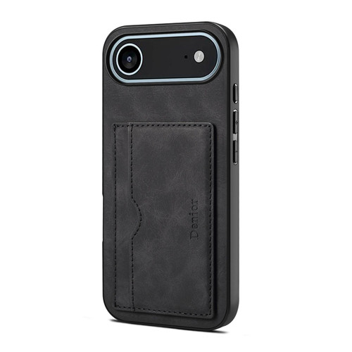 iPhone 17 Air Denior D08 PU Single Card Slot Holder Phone Case - Black