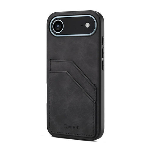 iPhone 17 Air Denior D09 PU Dual Card Slot Back Cover Phone Case - Black