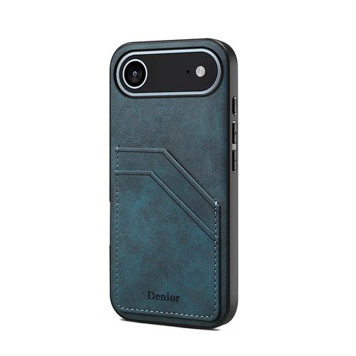 iPhone 17 Air Denior D09 PU Dual Card Slot Back Cover Phone Case - Blue