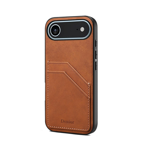 iPhone 17 Air Denior D09 PU Dual Card Slot Back Cover Phone Case - Brown