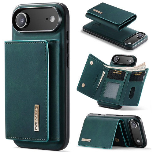 iPhone 17 Air DG.MING M1 Series 3-Fold Multi Card Wallet Leather Phone Case - Green