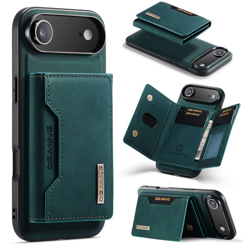 iPhone 17 Air DG.MING M2 Series 3-Fold Card Bag Wallet Leather Phone Case - Green