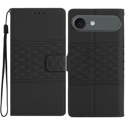 iPhone 17 Air Diamond Embossed Skin Feel Leather Phone Case - Black