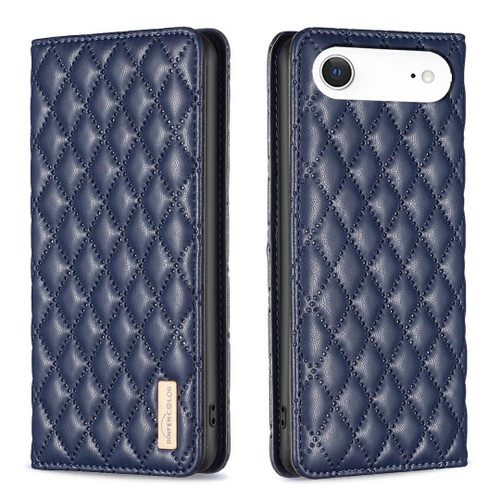 iPhone 17 Air Diamond Lattice Magnetic Leather Flip Phone Case - Blue