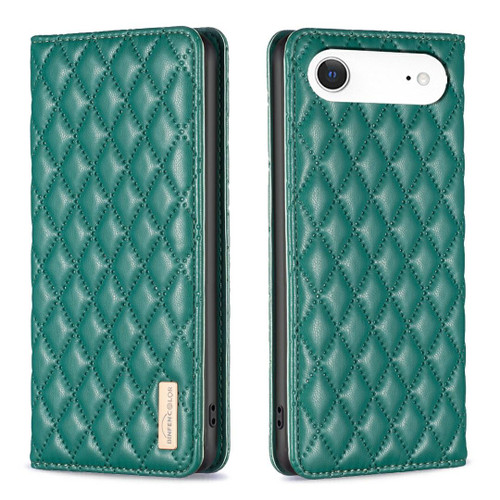 iPhone 17 Air Diamond Lattice Magnetic Leather Flip Phone Case - Green