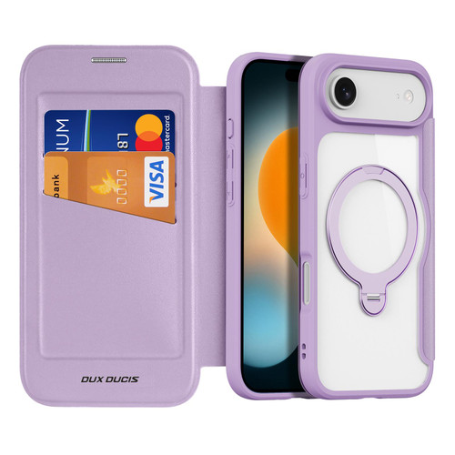 iPhone 17 Air DUX DUCIS Skin X Pro Series MagSafe Ring Holder Leather Phone Case - Purple