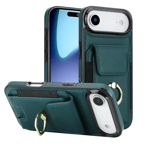 iPhone 17 Air Elastic Card Bag Ring Holder Phone Case - Dark Green