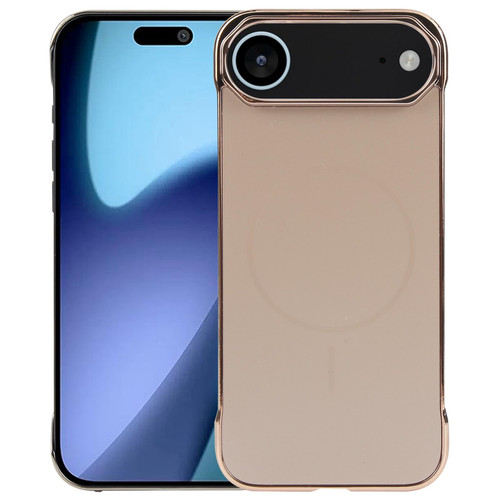 iPhone 17 Air Electroplating Frameless Frosted Anti-Glare PC MagSafe Phone Case - Desert Gold