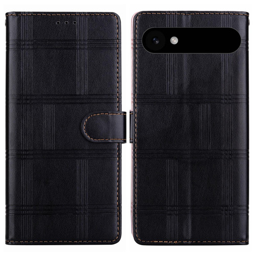 iPhone 17 Air Embossed Checkered Leather Phone Case - Black