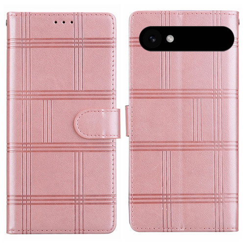 iPhone 17 Air Embossed Checkered Leather Phone Case - Pink