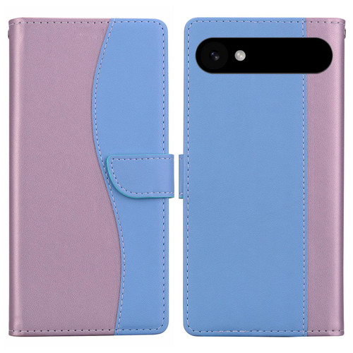iPhone 17 Air Embossed Two-Color Leather Phone Case - Pink Blue
