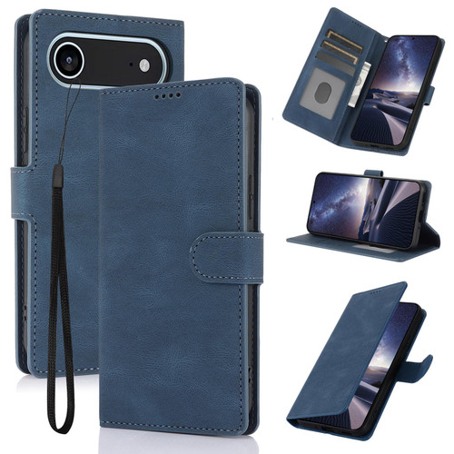 iPhone 17 Air Fantasy Skin-feel Calfskin Texture Leather Phone Case - Blue