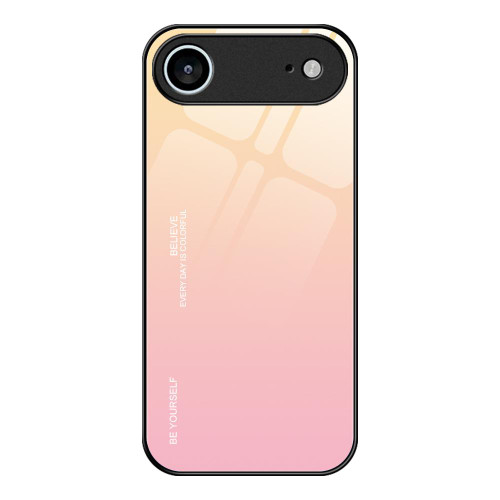 iPhone 17 Air Gradient Color Glass Phone Case - Yellow Pink