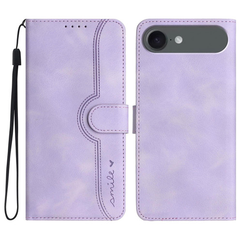 iPhone 17 Air Heart Pattern Skin Feel Leather Phone Case - Purple