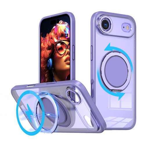 iPhone 17 Air Kalebol 360-degree Rotating MagSafe Magnetic Holder Phone Case - Light Purple