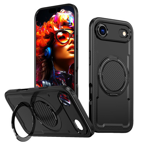 iPhone 17 Air kalebol Metal 360 Degree Rotation Holder MagSafe Phone Case - Black