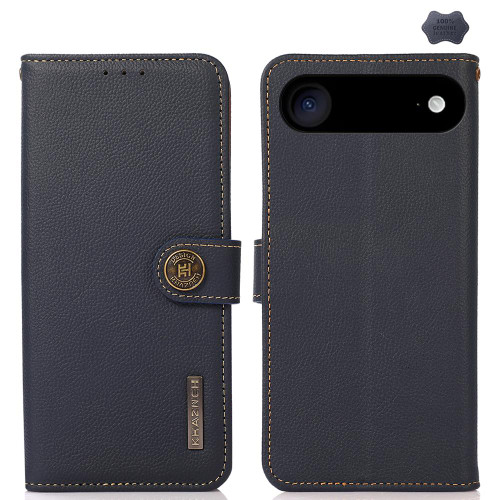 iPhone 17 Air KHAZNEH Custer Genuine Leather RFID Phone Case - Blue
