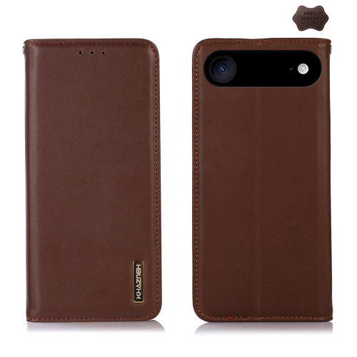 iPhone 17 Air KHAZNEH Nappa Top Layer Cowhide Leather Phone Case - Brown