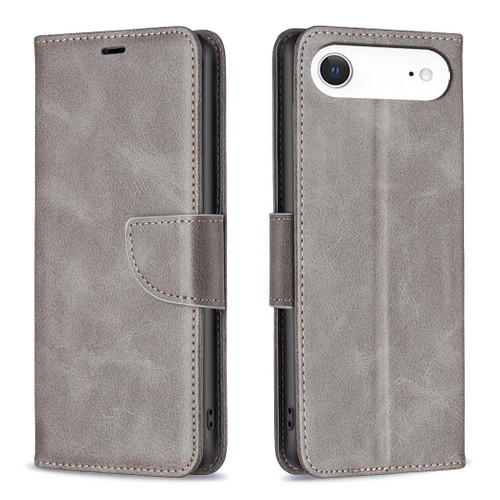 iPhone 17 Air Lambskin Texture Pure Color Flip Leather Phone Case - Grey