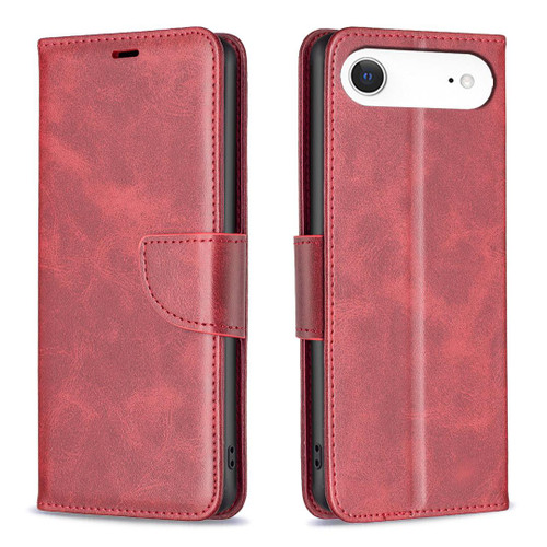 iPhone 17 Air Lambskin Texture Pure Color Flip Leather Phone Case - Red